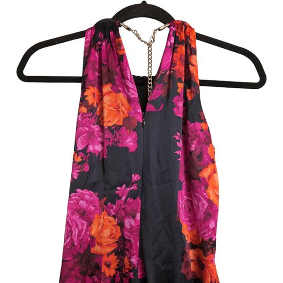Cache Floral Sleeveless Halter Dress Womens Silk Blend Summer Y2K Size 2 - Picture 6 of 11